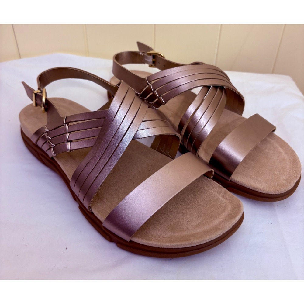 Easy Spirit Martha Stewart Metallic Rose Gold Strappy Slingback Sandals 10W